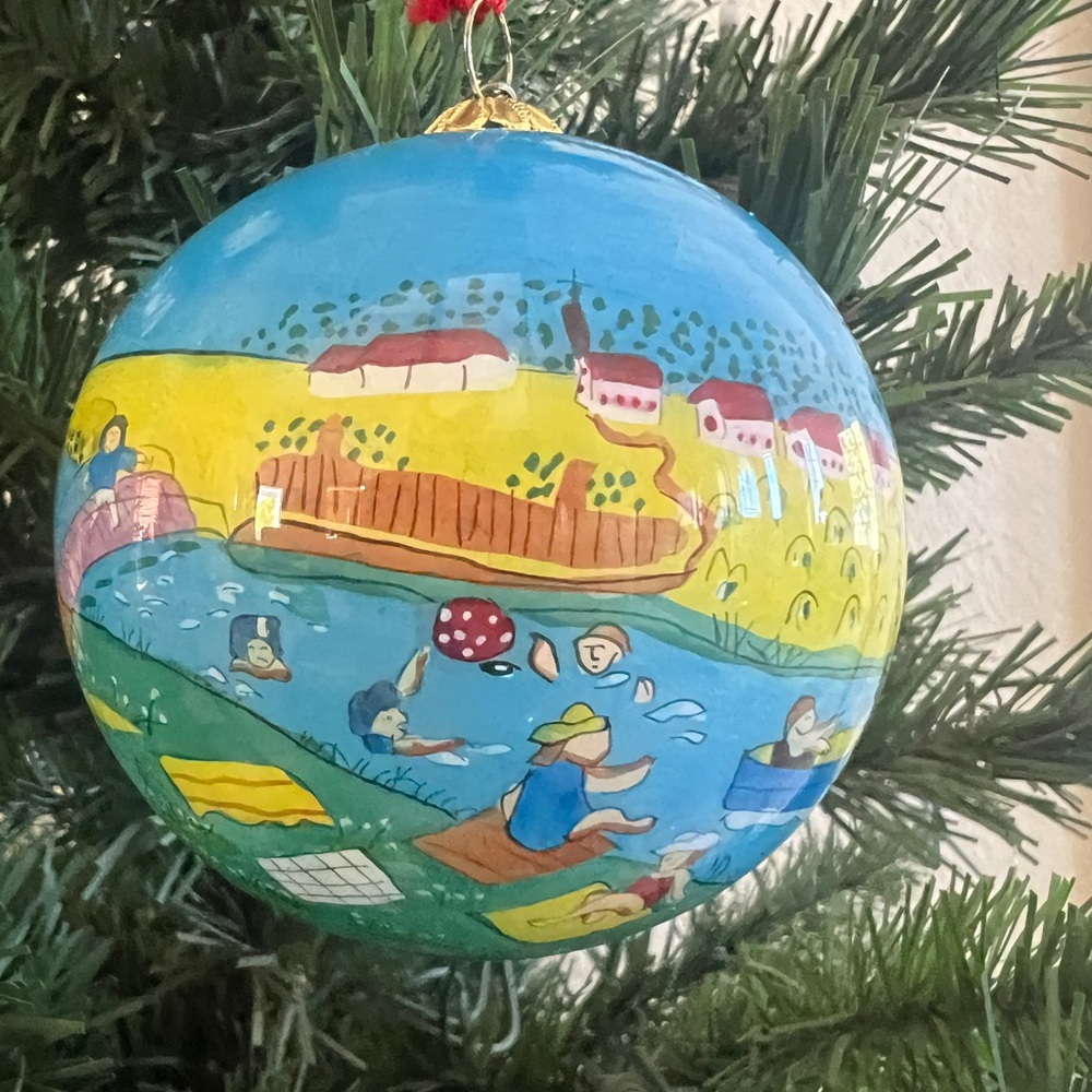 Colorful “Li Bien” (painted on the Inside) Hand-Painted Christmas Ornament